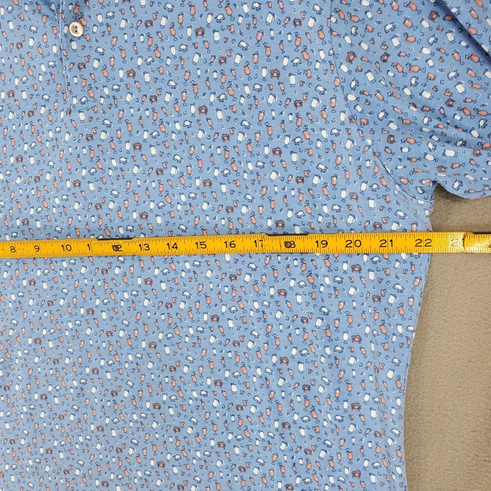 Peter Millar Polo Shirt Men M Blue Seaside Cocktail Claws Print Stretch Logo - Picture 6 of 7